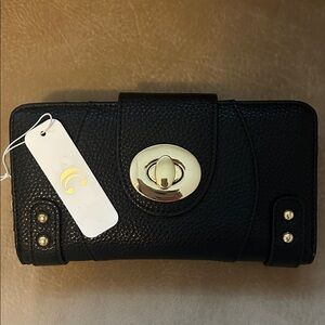 Black Wallet with Gold Accents